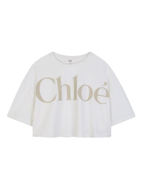 T-shirt bambina Chloé corta bianca Chloe' Kids | C20859117